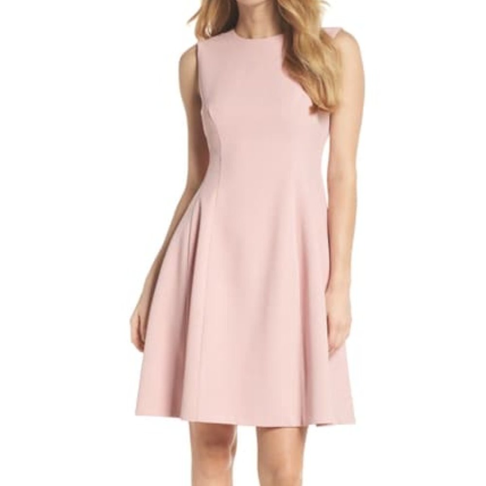 Eliza J Sleeveless Crepe Fit & Flare Dress